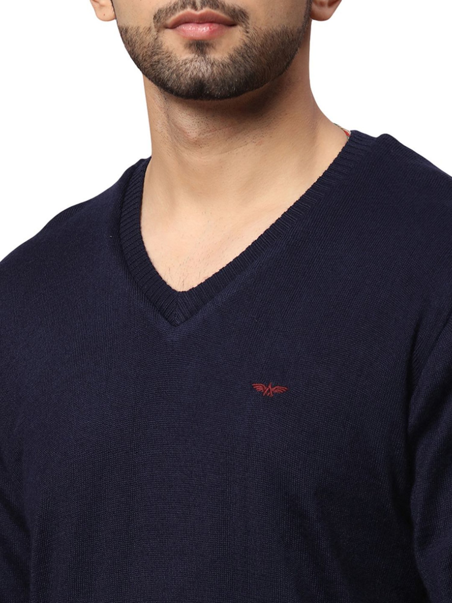 Park Avenue Blue Regular Fit Reversible Sweater
