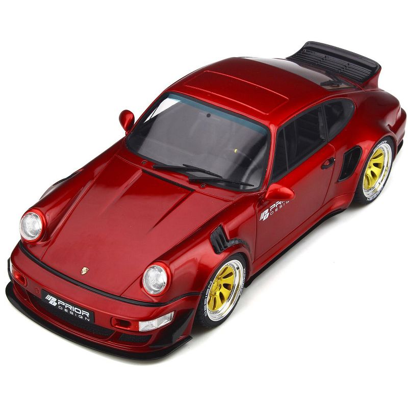 Porsche PRIOR Design Custom Widebody Red Metallic with Gold Wheels Limited Edition to 999 pieces Worldwide 1/18 Model Car by GT Spirit