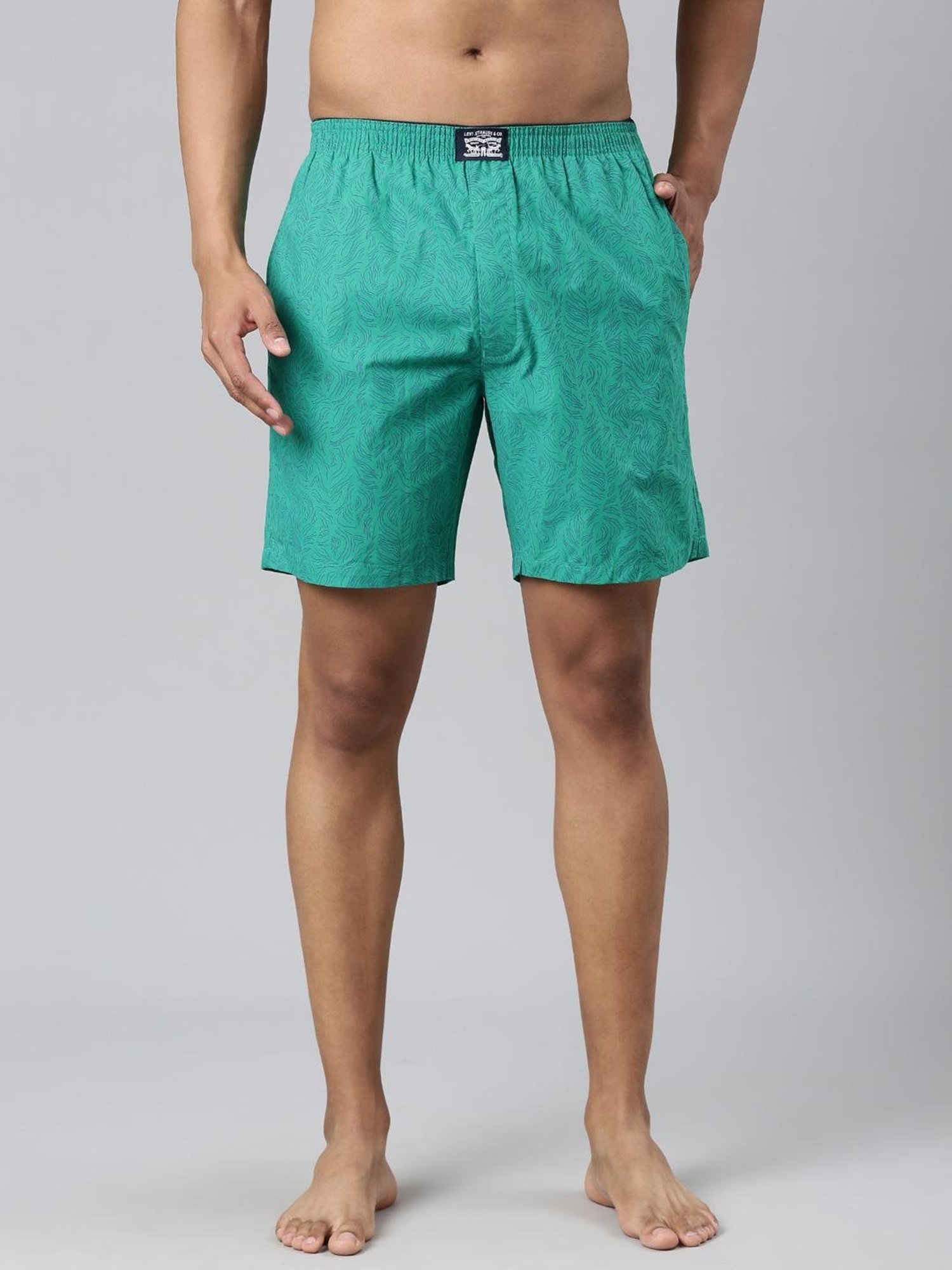 Levi'S Green Pure Cotton Relaxed Fit Printed Shorts