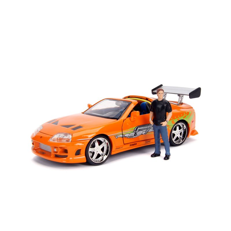 Jada Toys Hollywood Rides Fast & Furious 1995 Toyota Supra Die-Cast Vehicle with Brian Die-Cast Figure 1:24 Scale Metallic Orange