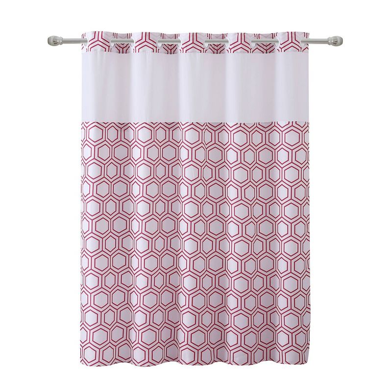Metro Hex Shower Curtain with PEVA Liner Red - Hookless