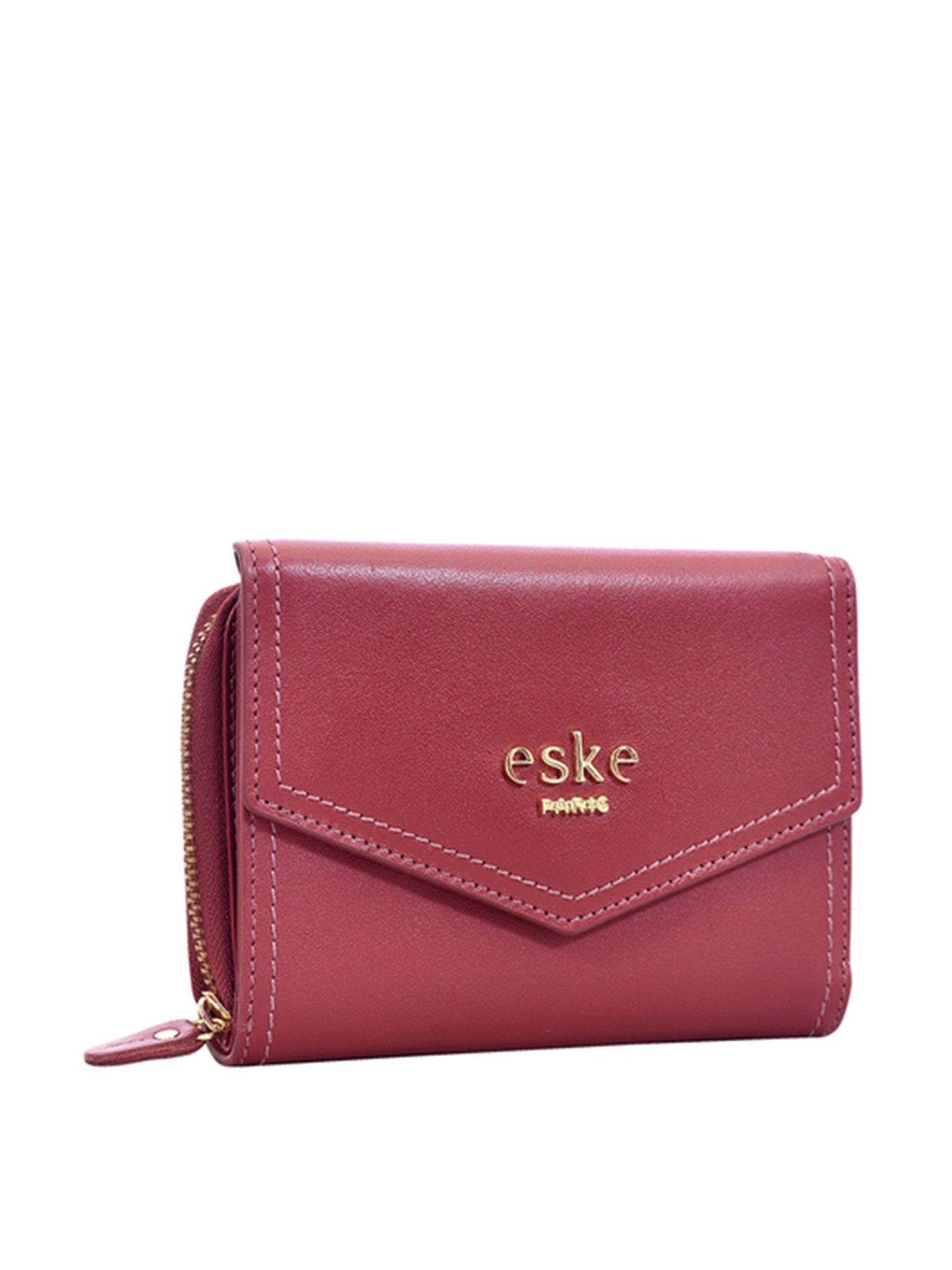 Eske Ellet Red Solid Tri-Fold Wallet for Women