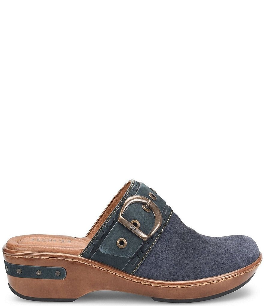 Born Banyan Suede Buckled Strap Suede Leather Clogs