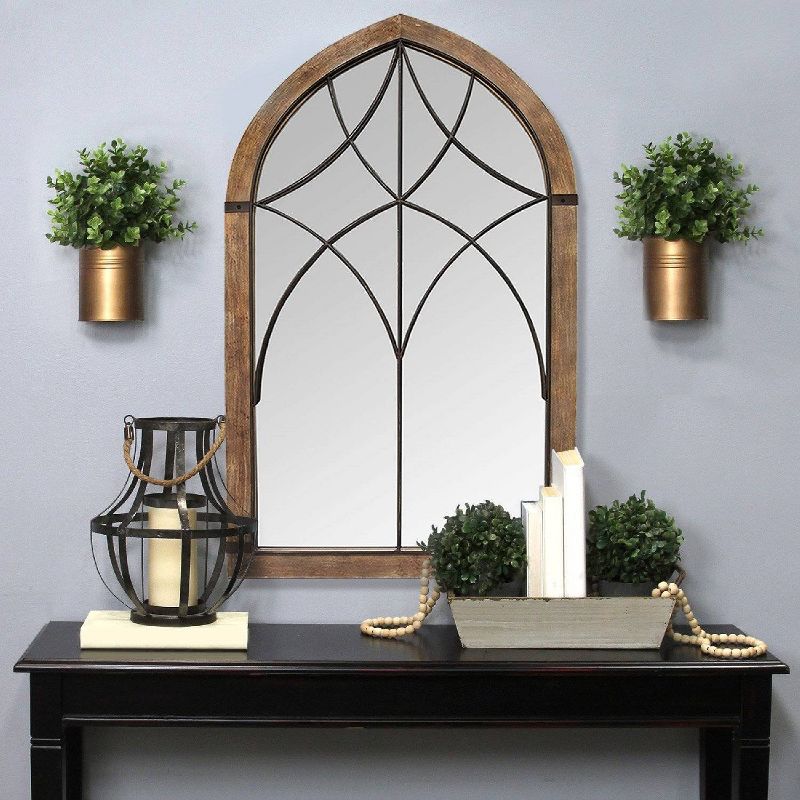 24.02" x 40" Augusta Cathedral Mirror Brown/Bronze - Stratton Home Décor