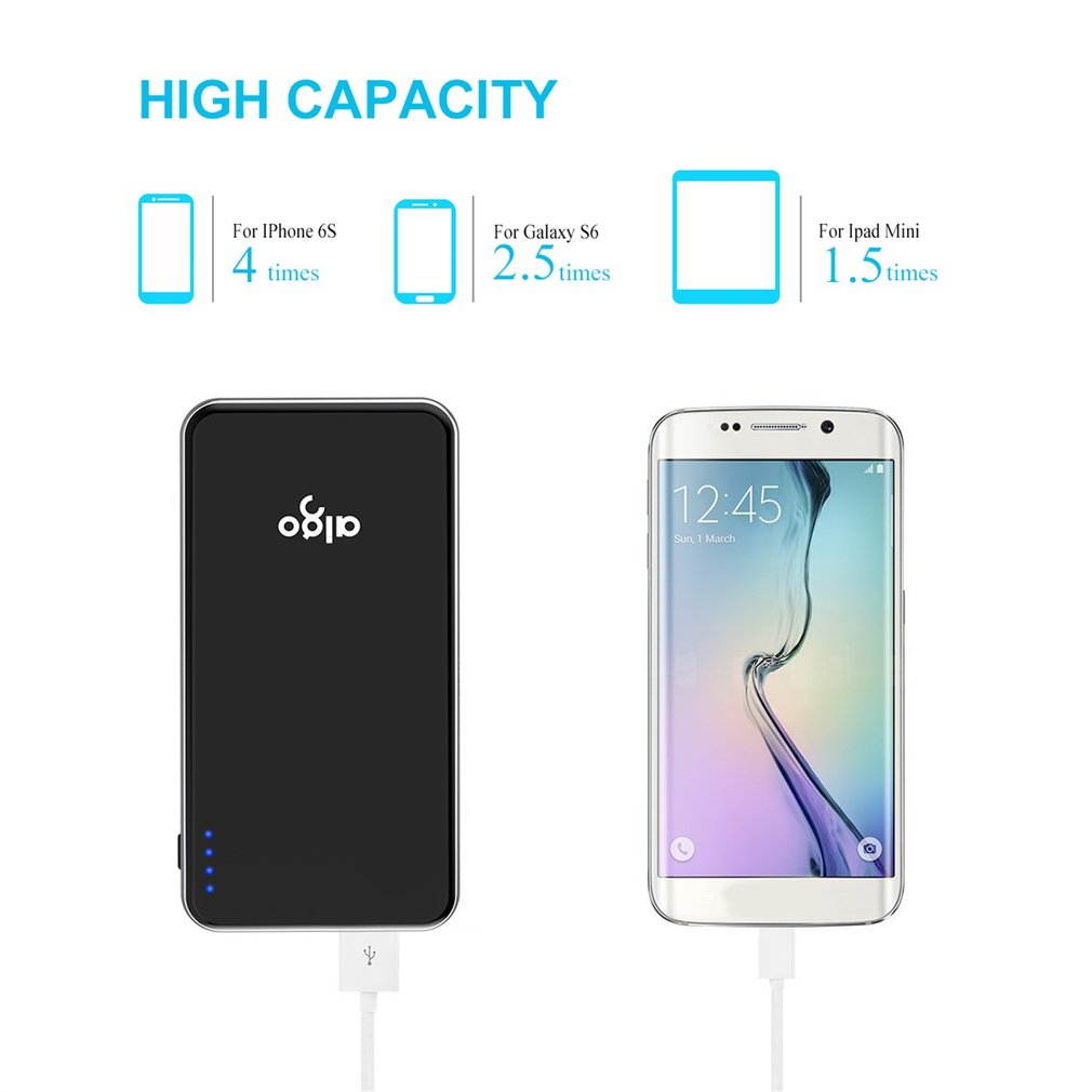 Aigo 5V/2A 10000mAh Micro-USB Polymer Core Ultra Slim Dual USB Ports Portable External Battery Fast Charging Charger Power Bank