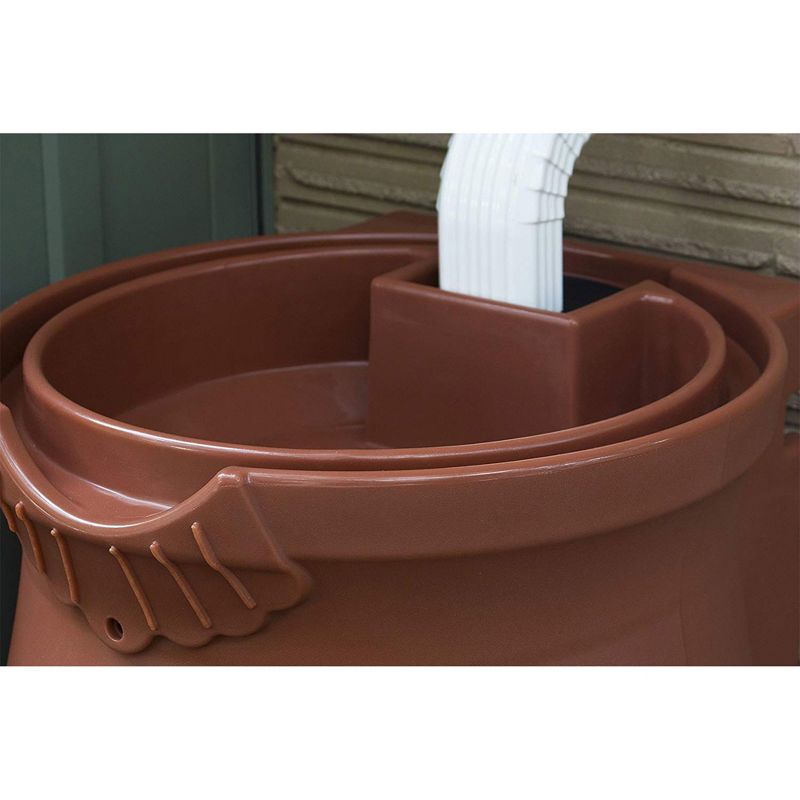 Good Ideas Rain Wizard 50 Gallon Rain Barrel Water Collector Urn with Brass Spigot, Terra Cotta