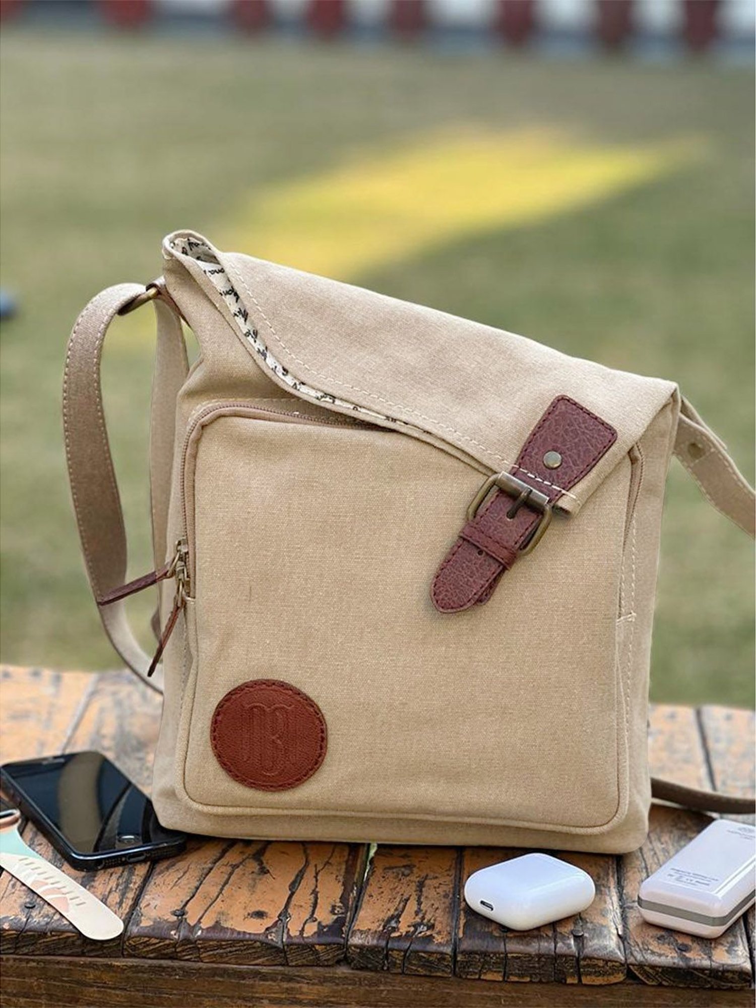 Mona B Beige Small Cross Body Bag