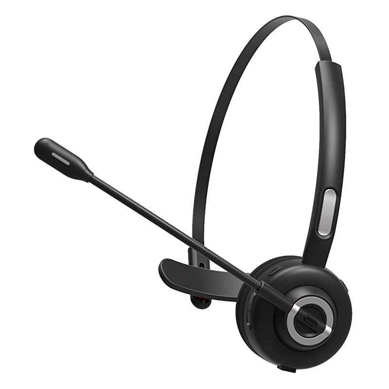Bluetooth Headset for Cell Phones Office Headset with Noise Cancelling Microphone Charging Dock 17h Talking Time for Trucker Telephone Skype Call Center PC