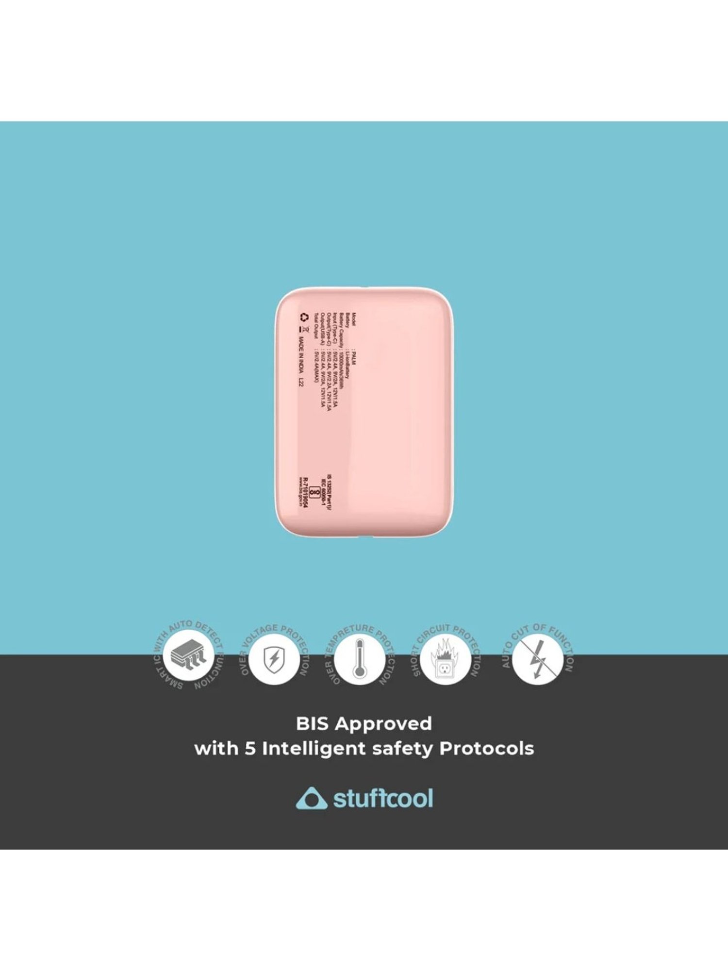Stuffcool Palm Smallest 10000mAh PD20W Type C Powerbank (Pink)