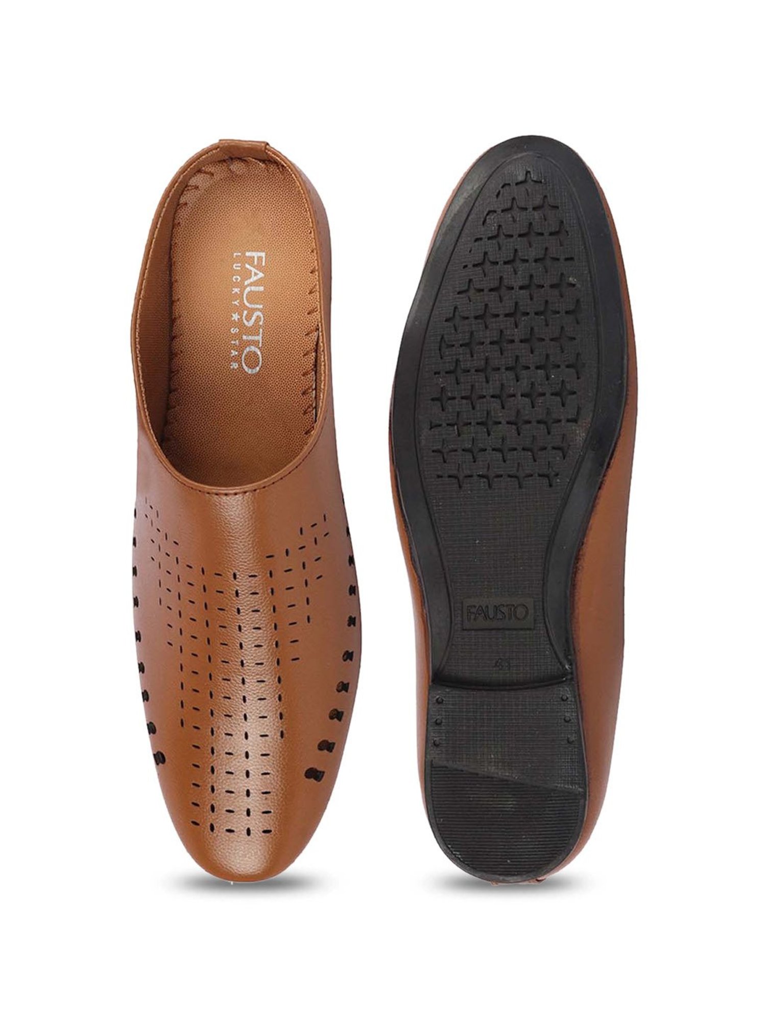 Fausto Men's Tan Mule Shoes