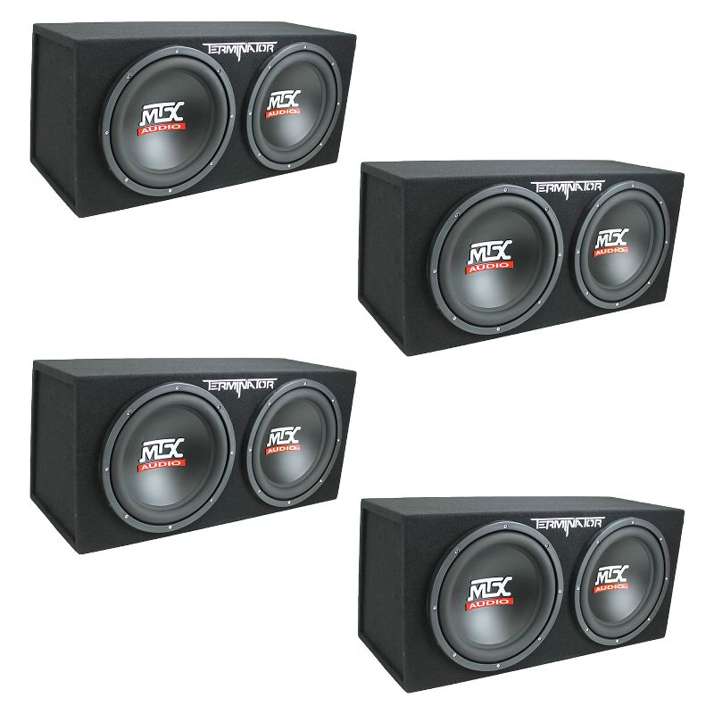 MTX TNE212D 12-Inch 1200-Watt Car Audio Dual Loaded Subwoofer Box Enclosure (4 Pack)