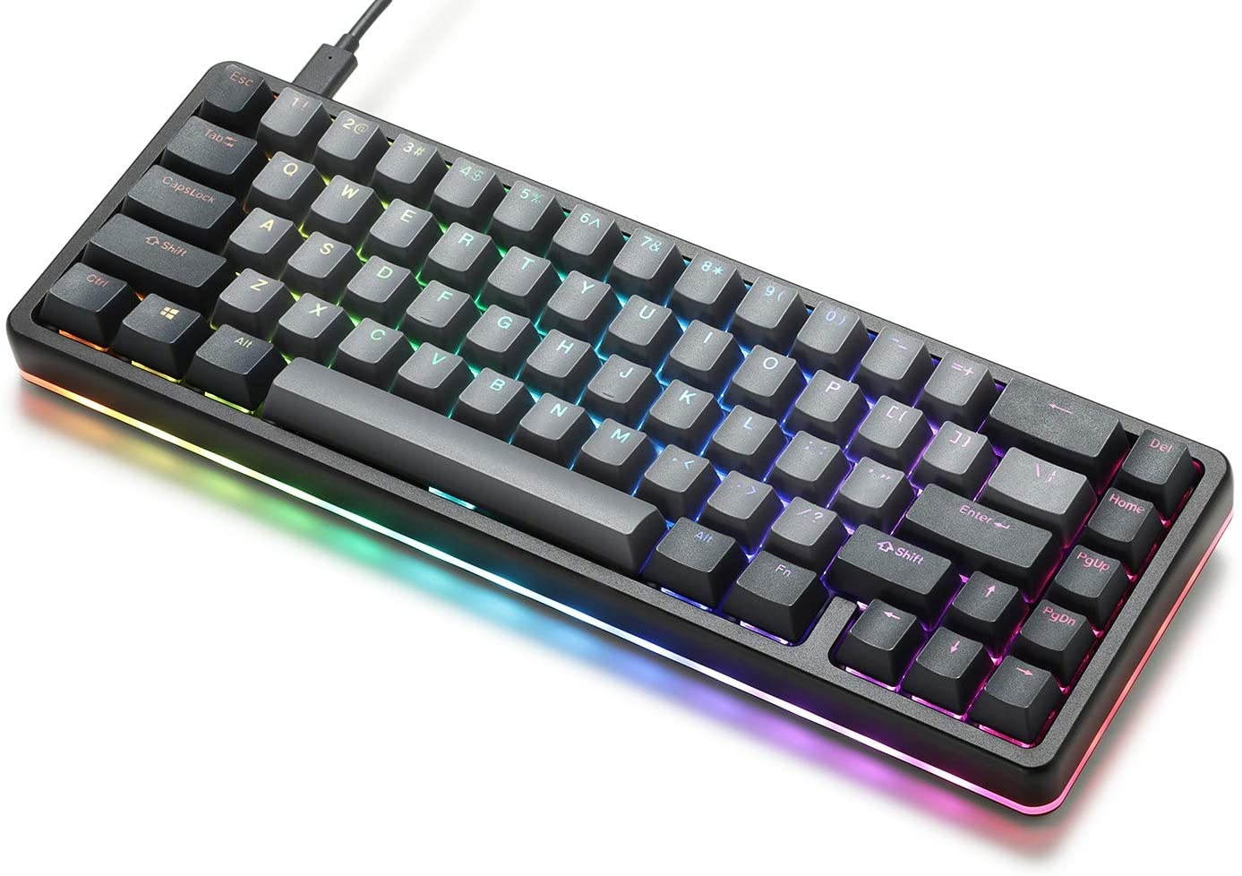 Drop ALT High-Profile Mechanical Keyboard &mdash; 65% (67 Key) Gaming Keyboard, Hot-Swap Switches, Programmable Macros, RGB LED Backlighting, USB-C, Doubleshot PBT, Aluminum Frame (Halo Clear, Black)