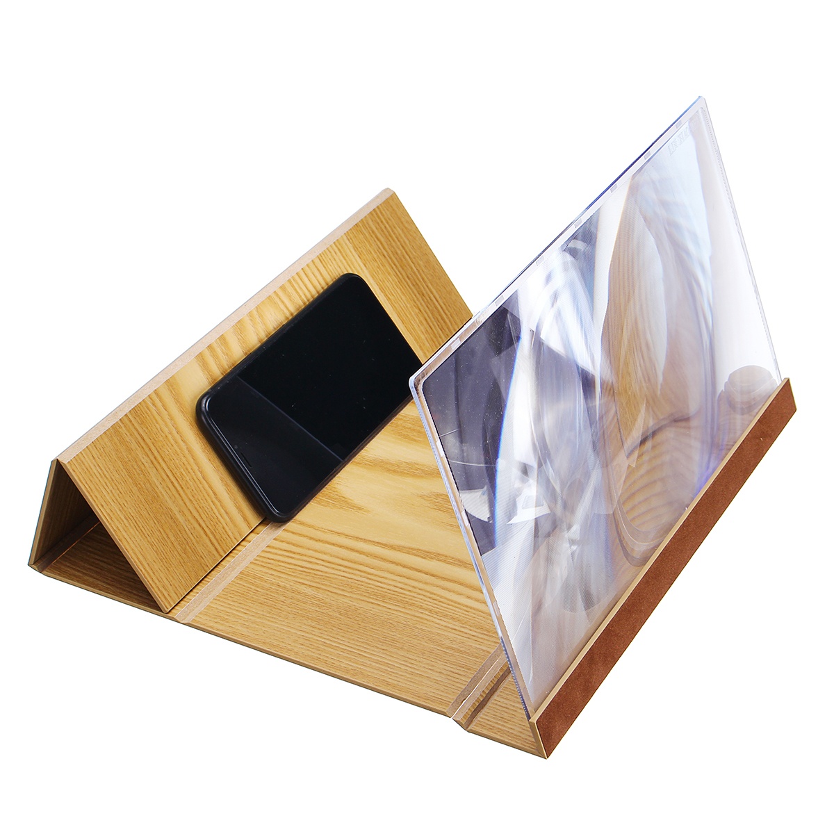 14" Wood 3D HD Phone Screen Magnifier Video Movie Amplifier For Smart Phone iPhone Samsung Huawei Xiaomi White