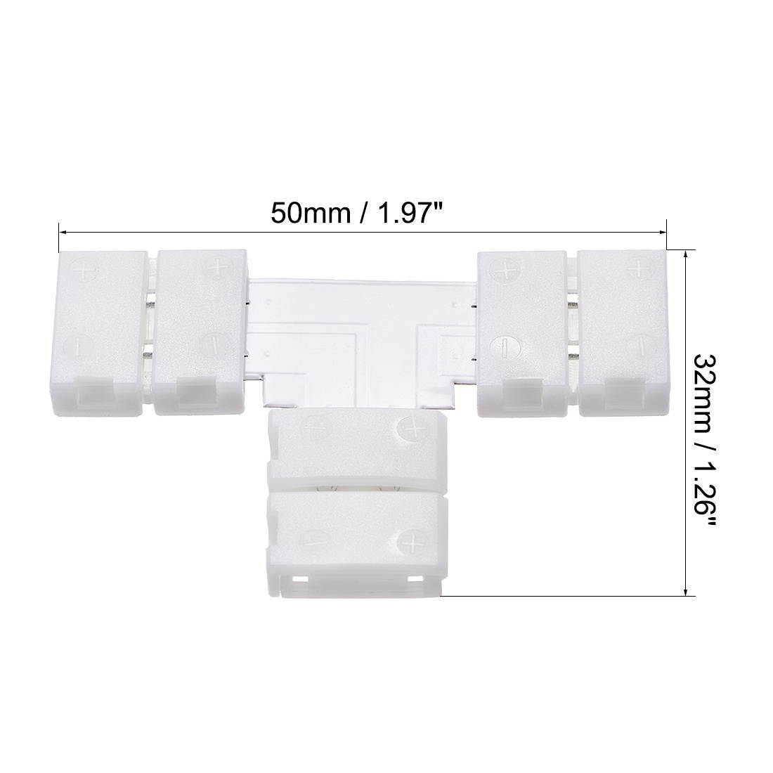 10mm 2P T-shape LED Strip Connector for Single Color 5050 2 Conductor LED Strip Lights 20Pcs