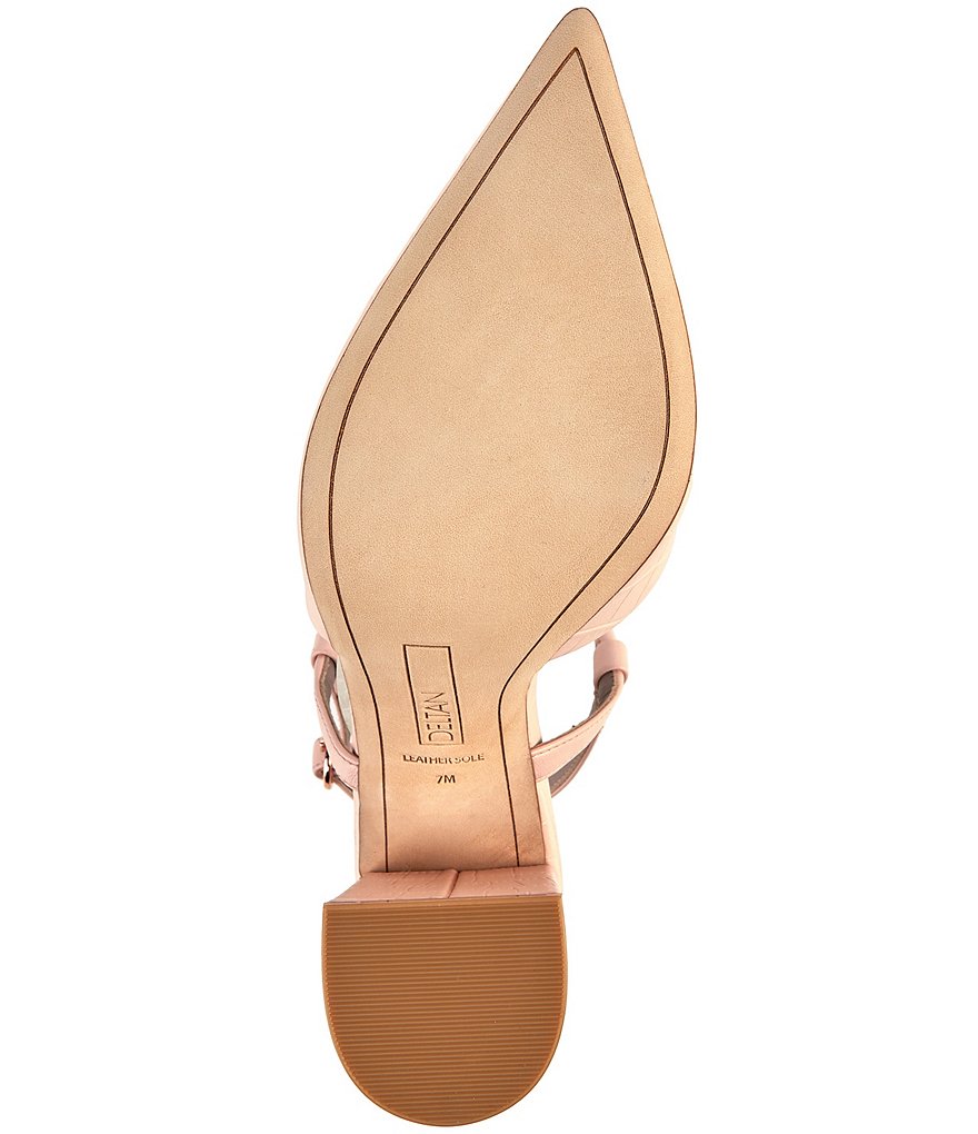 Deltan Tessa Croc-Embossed T-Strap Block Heel Pumps