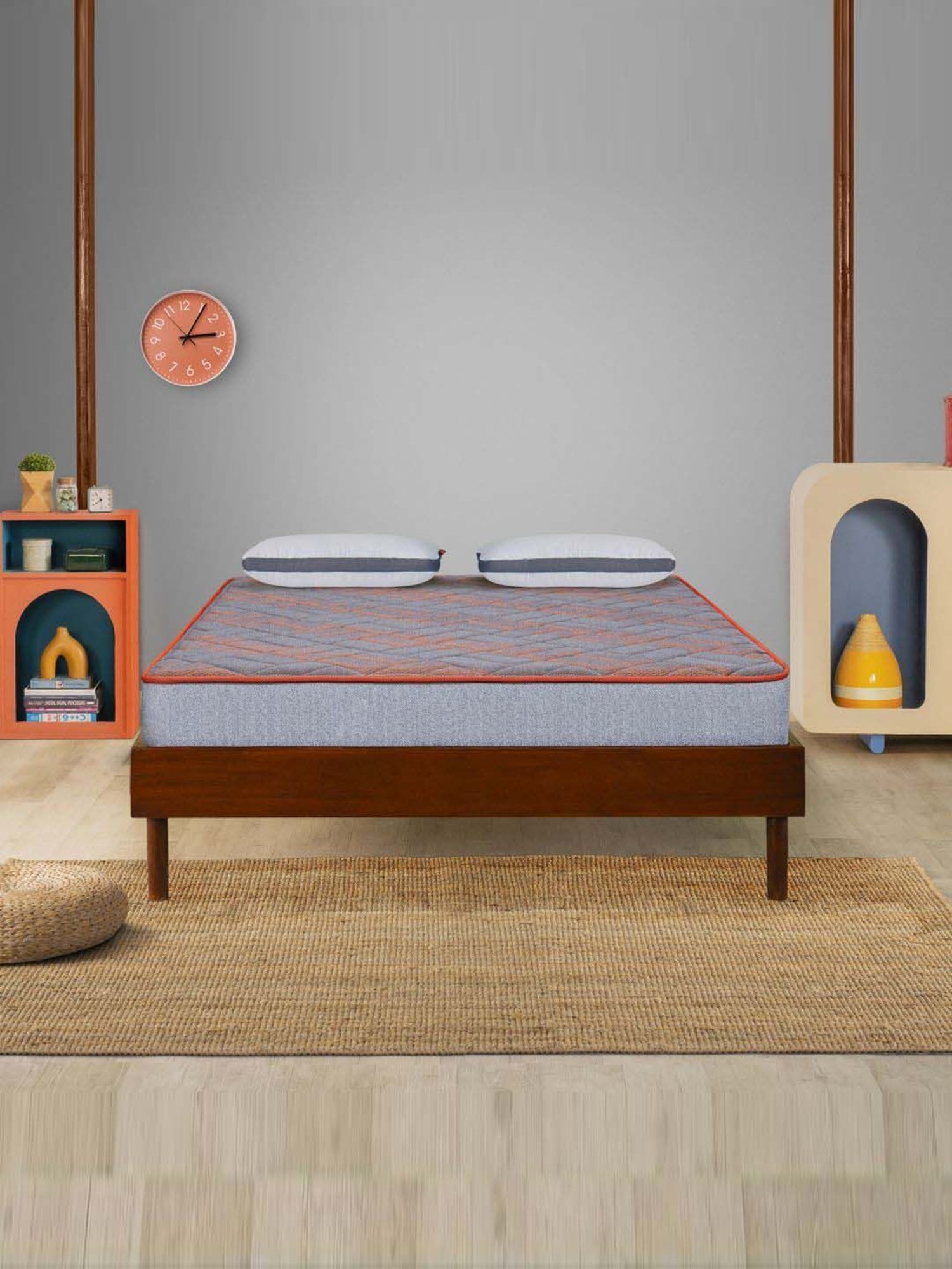 Sleepyhead Extreme Grey & Orange Foam Dual Sided Body IQ Memory Mattress With Firm Firm Sides