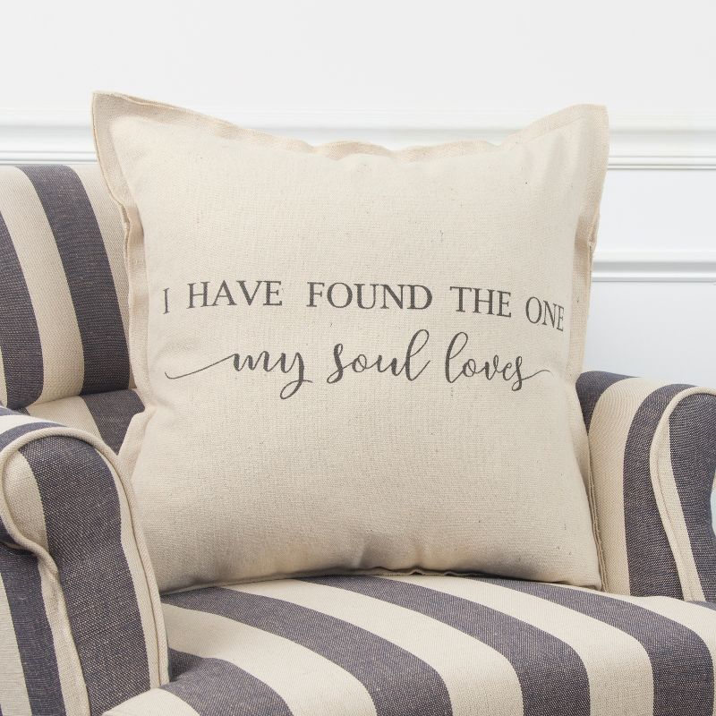 Oversized 'My Soul Loves' Quote Poly Filled Square Throw Pillow Neutral - Rizzy Home