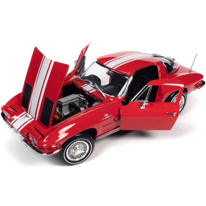 1963 Chevrolet Corvette Stingray Z06 Red w/White Stripes "American Muscle 30th Anniversary" 1/18 Diecast Model Car by Autoworld