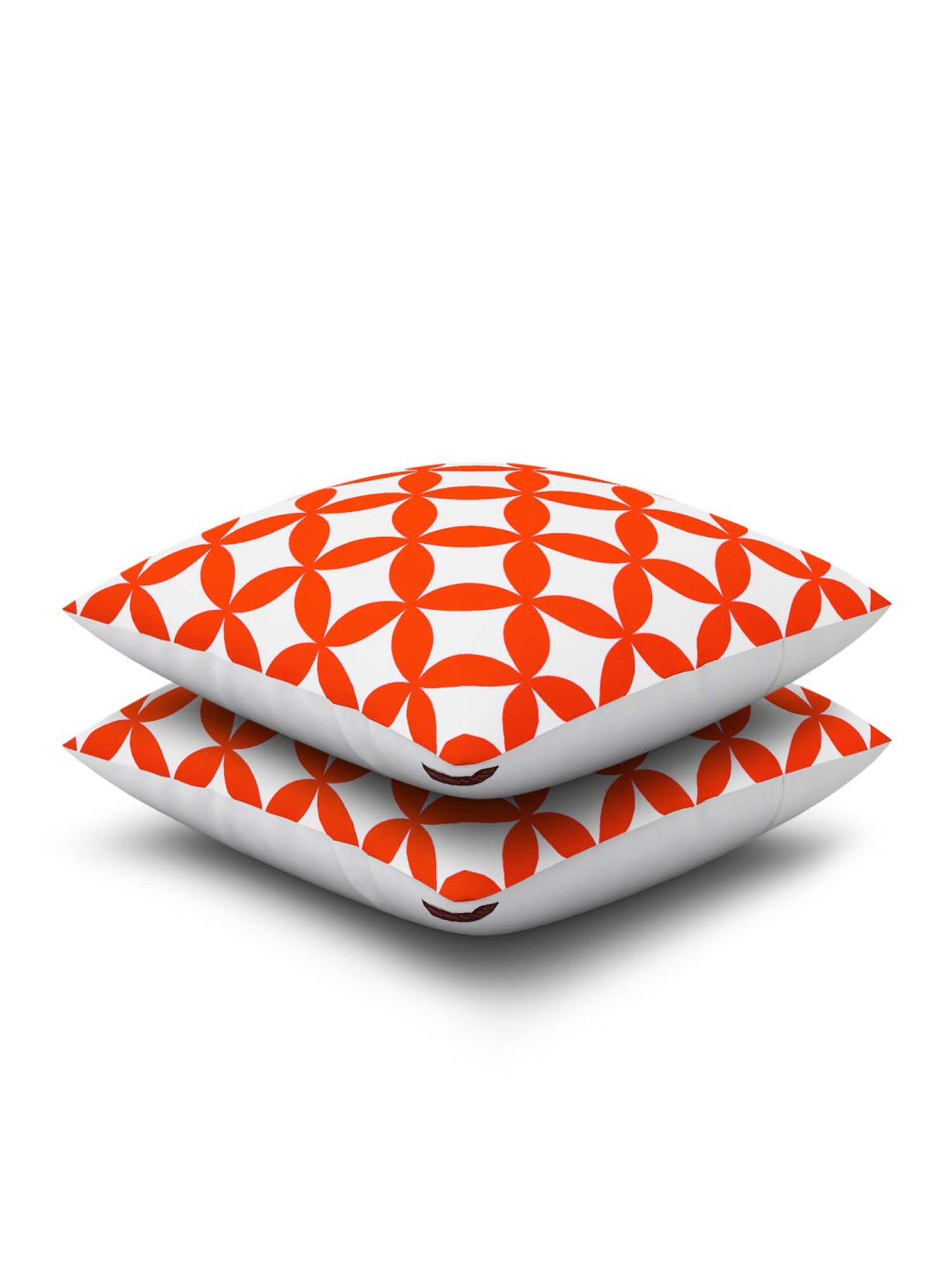 Swayam Red & White Cotton 60 cm x 60 cm Cushion Covers - Set of 5