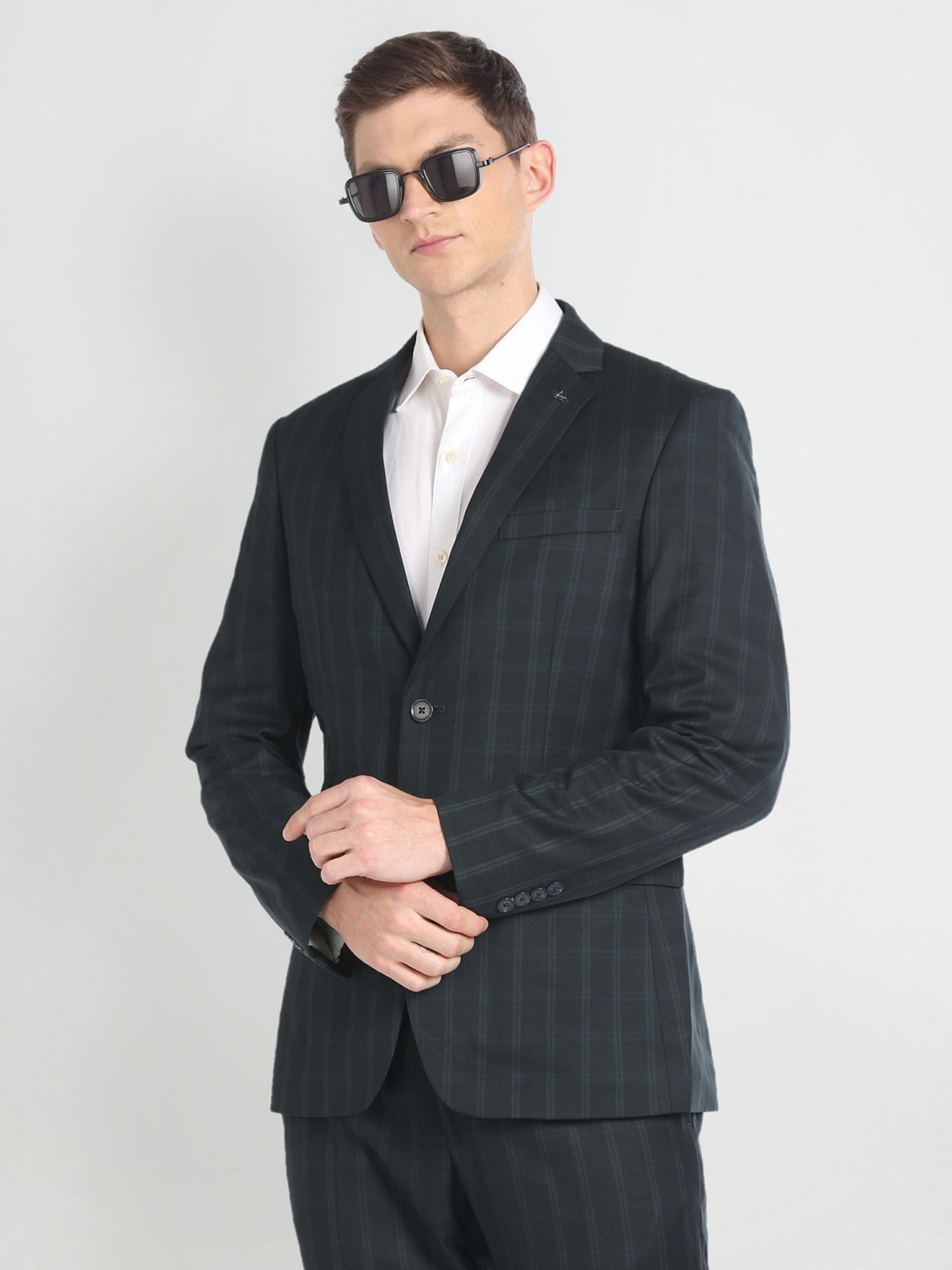 Arrow Olive Regular Fit Checks Two Piece Suit