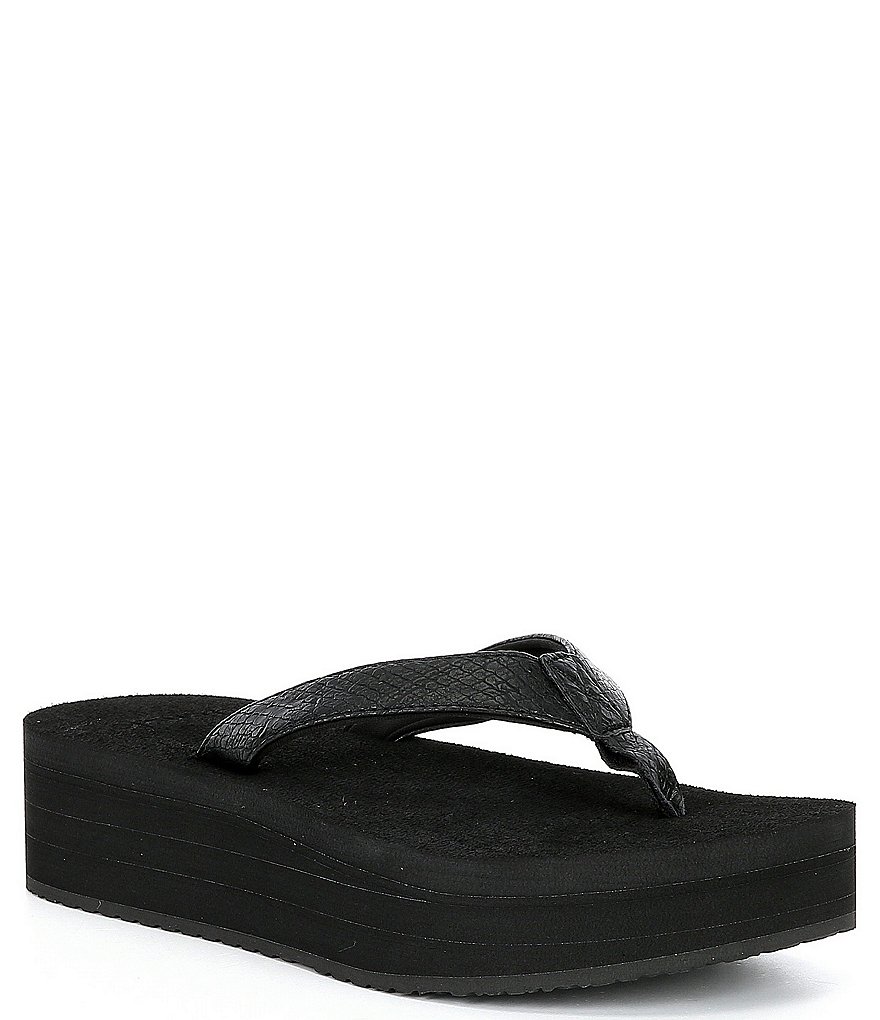 Sanuk Stacker Reptile-Embossed Flatform Flip Flops