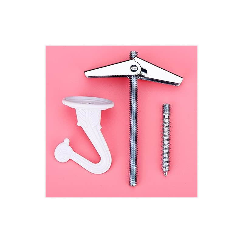 Swag Ceiling Hooks and Hardware Set, Swag Hooks with Steel Screws/Bolts and Toggle Wings for Ceiling Installation Cavity Wall Fixing (6)