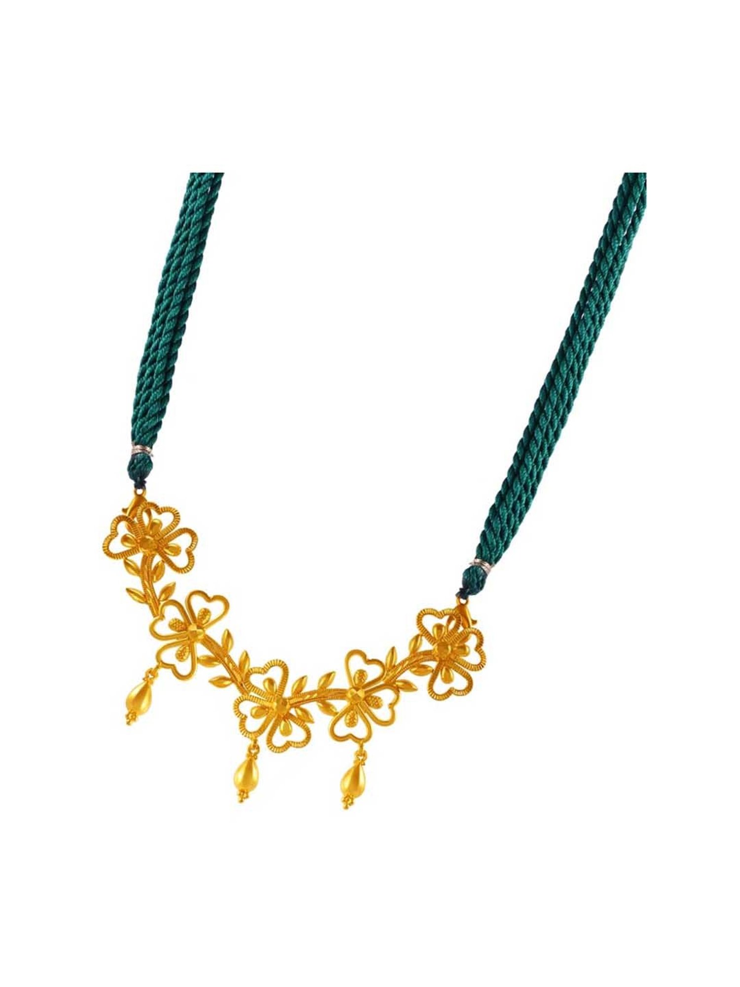 P.C. Chandra Jewellers 22k Yellow Gold Simple Outlined Pendant Necklace