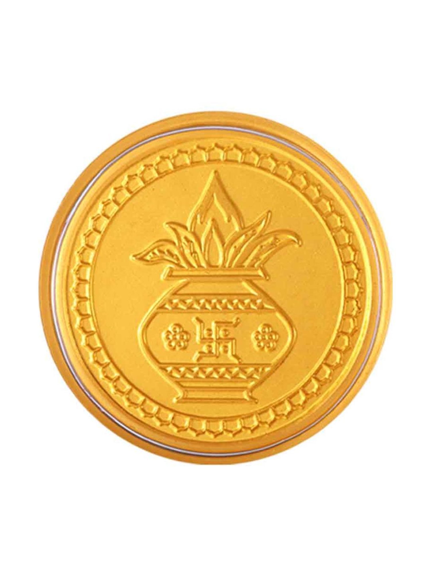 P.C. Chandra Jewellers Pooja Kalash-Inscribed 24k (999) 0.05gm Yellow Gold Foil Coin