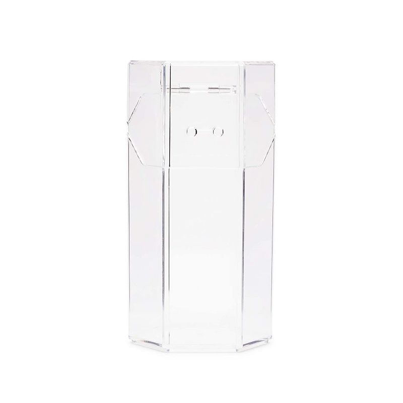 Glamlily 2 Pack Clear Acrylic Makeup Brush Holder with Lid, Cosmetic Organizer (4.3 x 3.9 x 8 in)