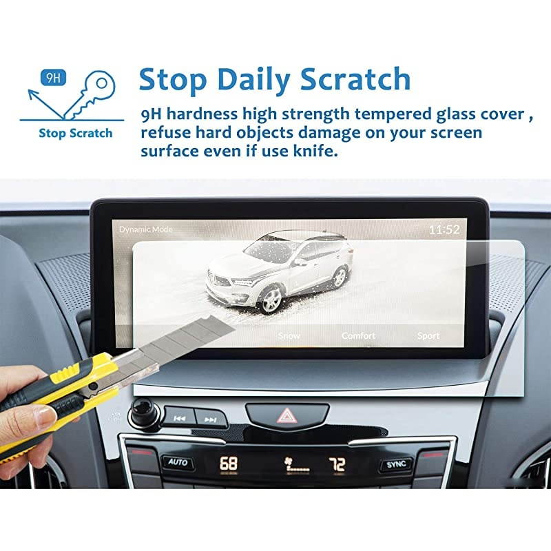Car Navigation Screen Protector for 2019 RDX 10.2-Inch, Tempered Glass 9H Hardness Audio Infotainment Display Center Touch Protective Film Scratch-Resistant