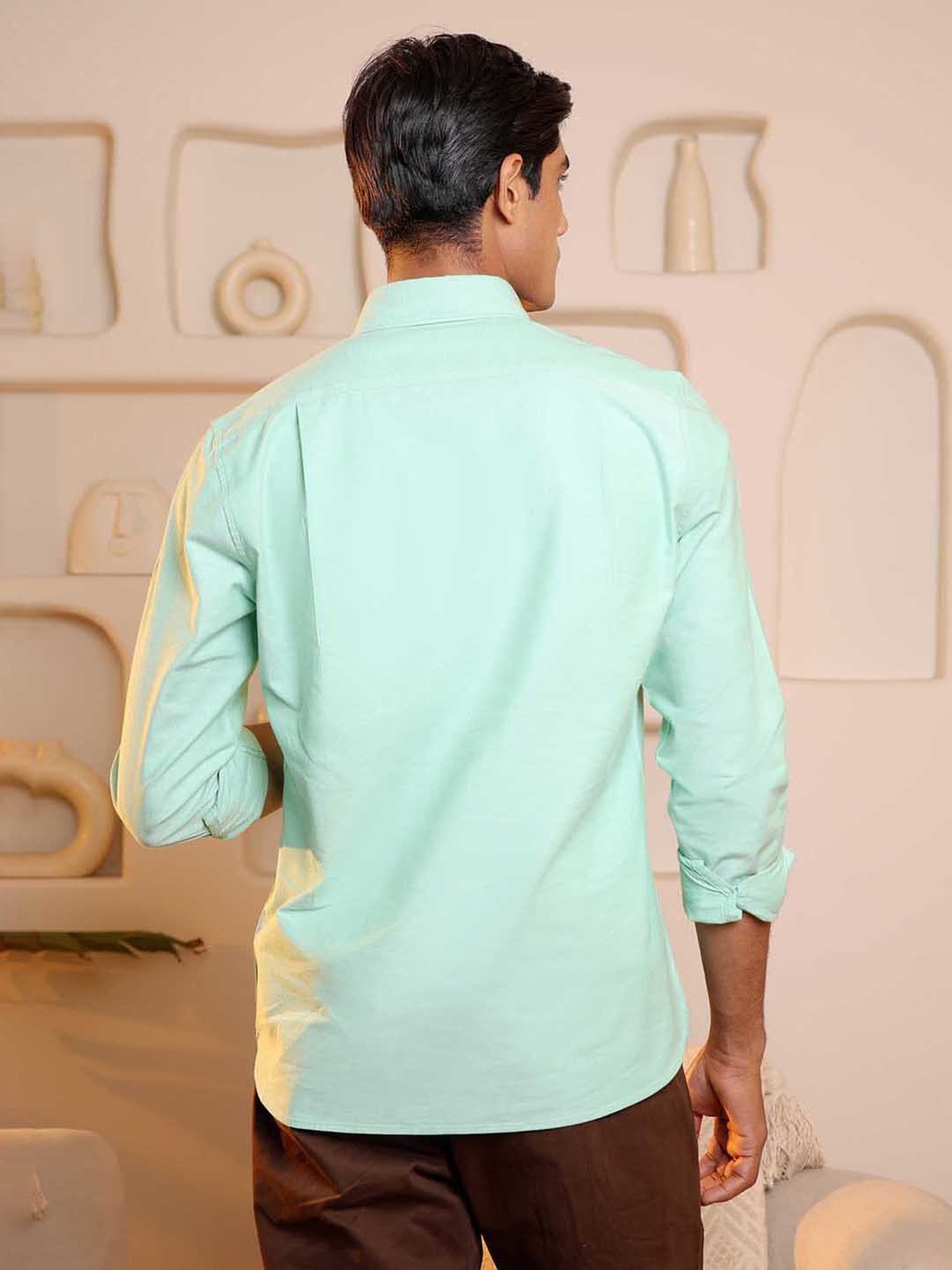 SUBTRACT Light Green Slim Fit Shirt