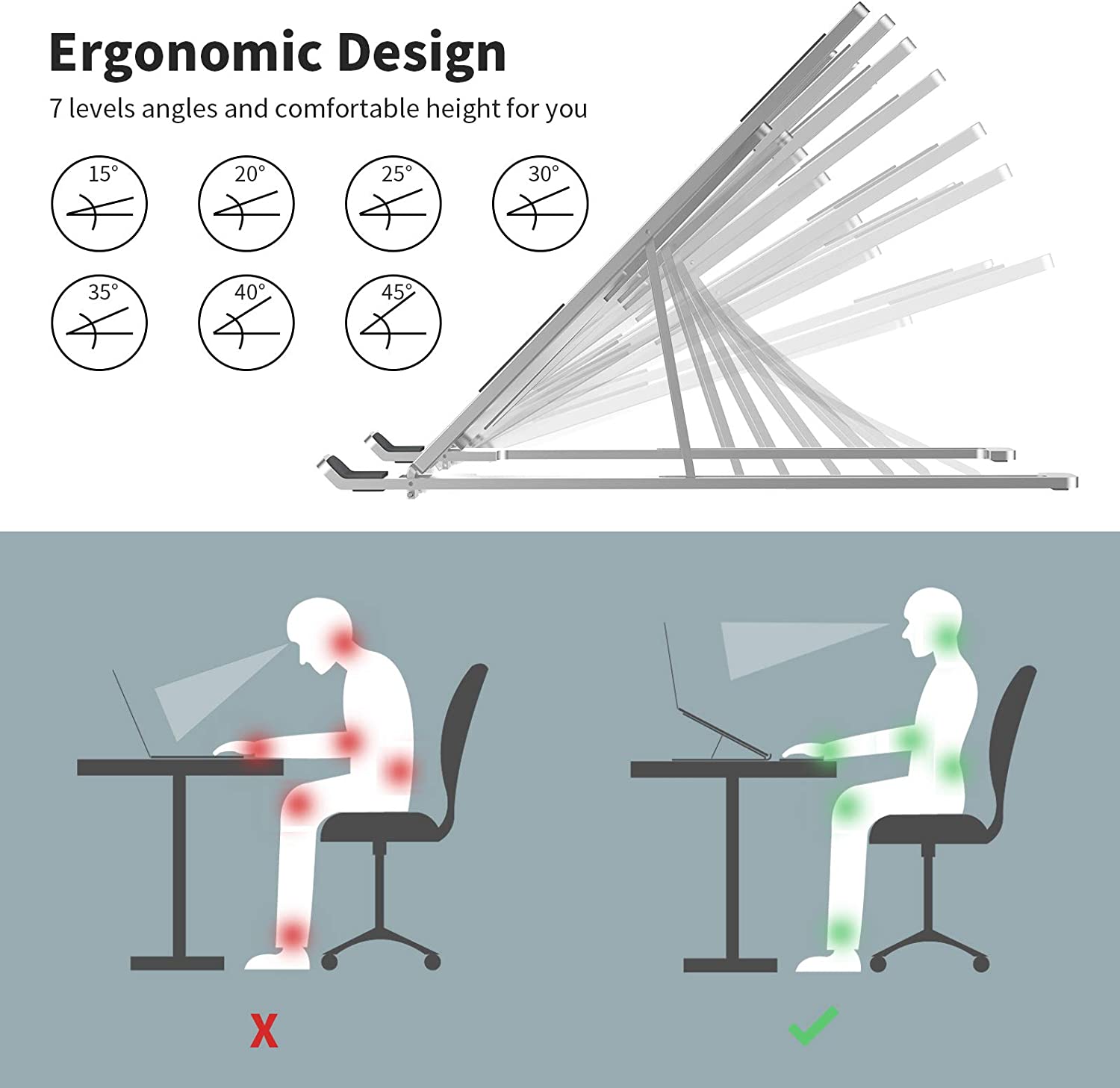 Laptop Cooling Pad, Laptop Cooler with 5 Quiet Red LED Fans for 12"-17" Inch Laptop, Dual USB 2.0 Ports, Portable Angle Adjustable Laptop Stand for Gaming Laptop-Green