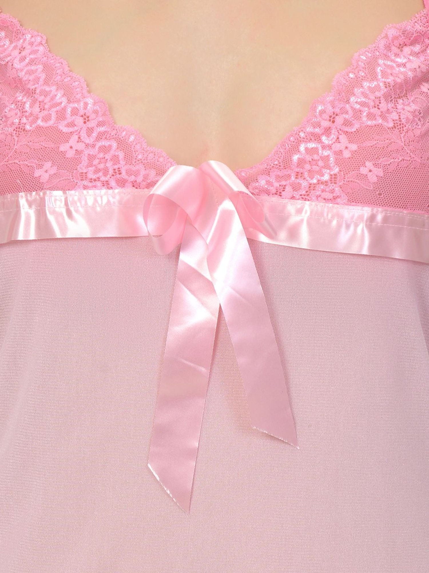 Mod & Shy Pink Lace Babydoll With G String