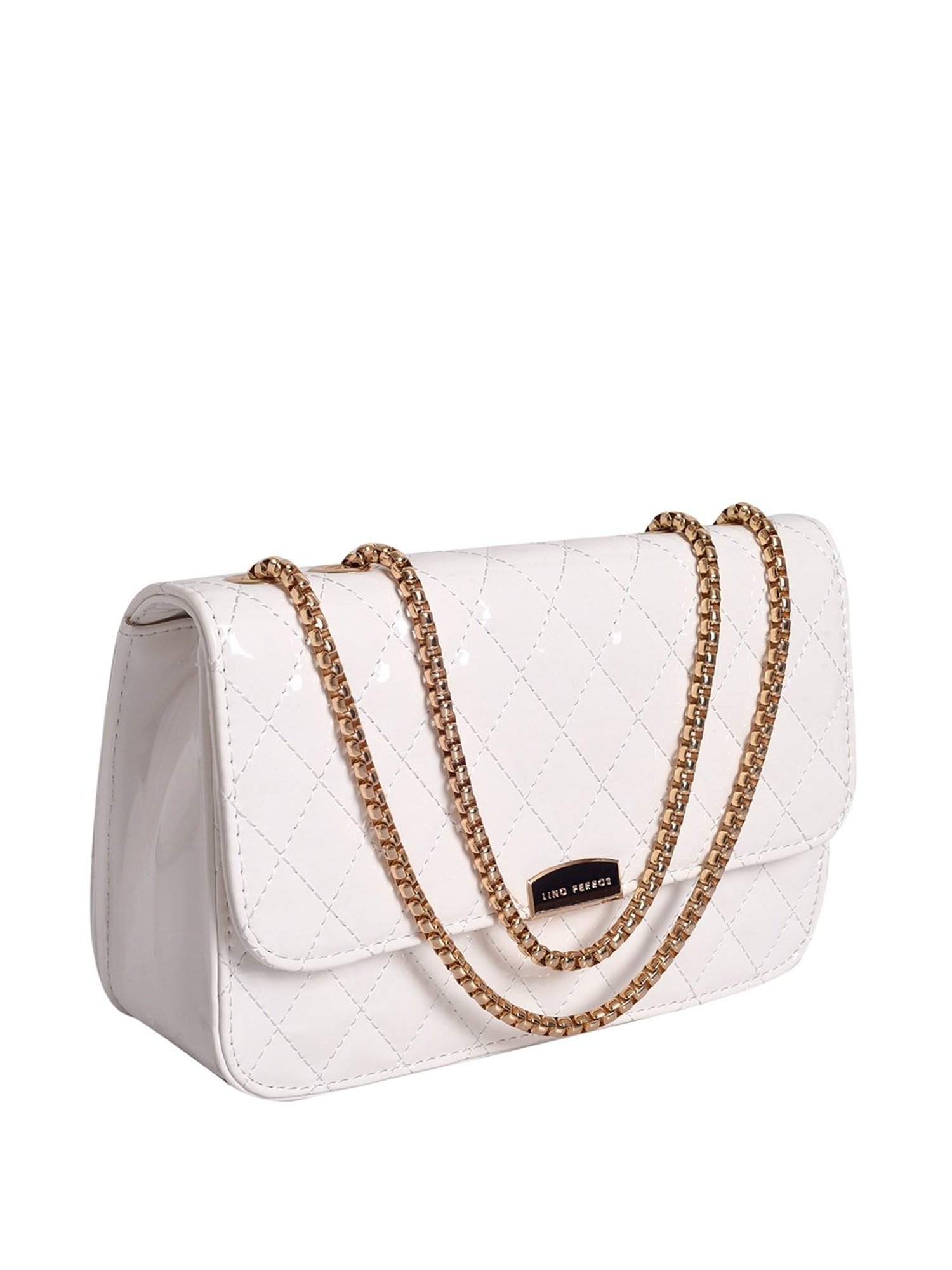 Lino Perros Pearl White Quilted Medium Handbag