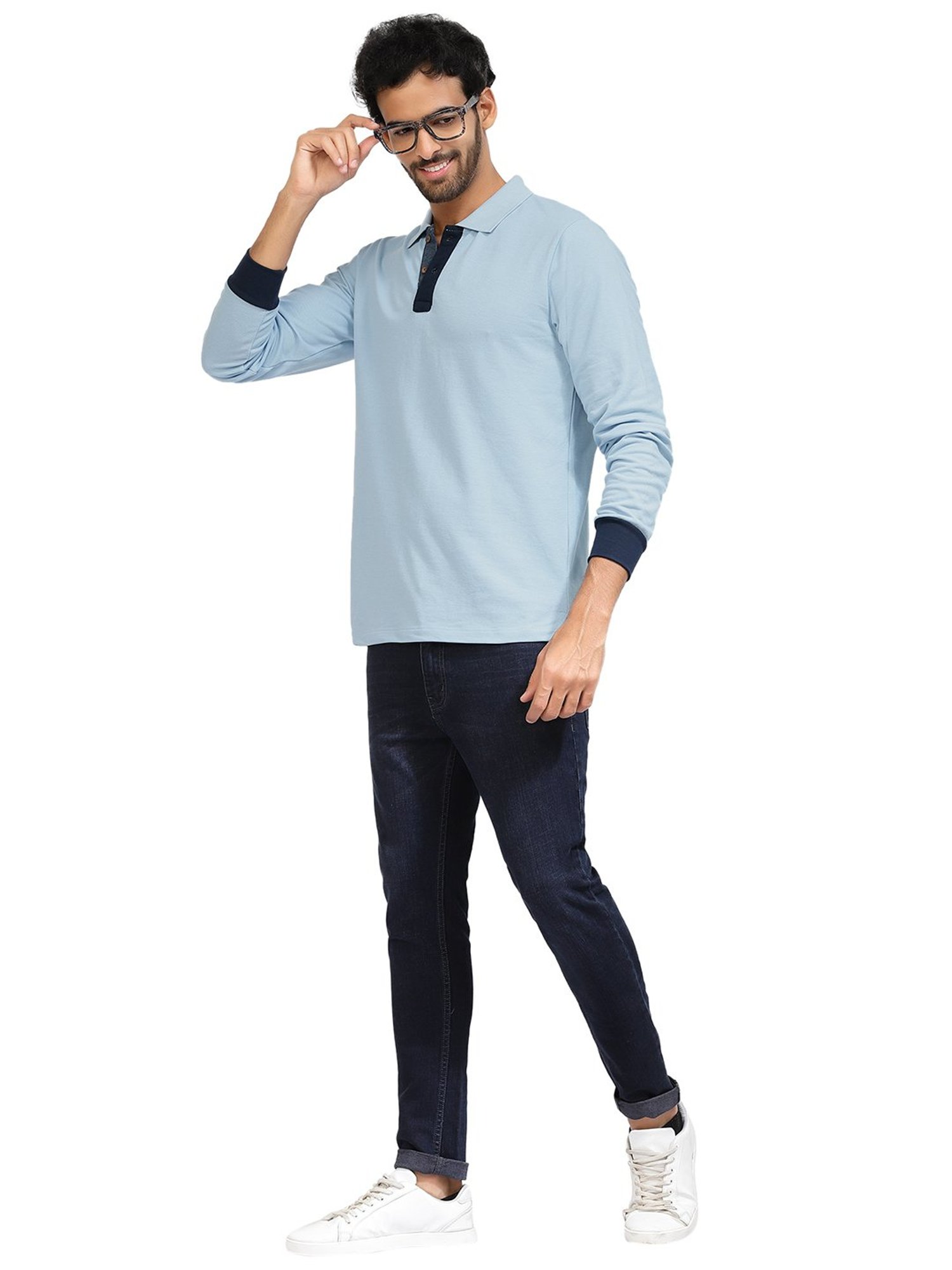 Kalt Sky Blue Regular Fit Polo T-Shirt