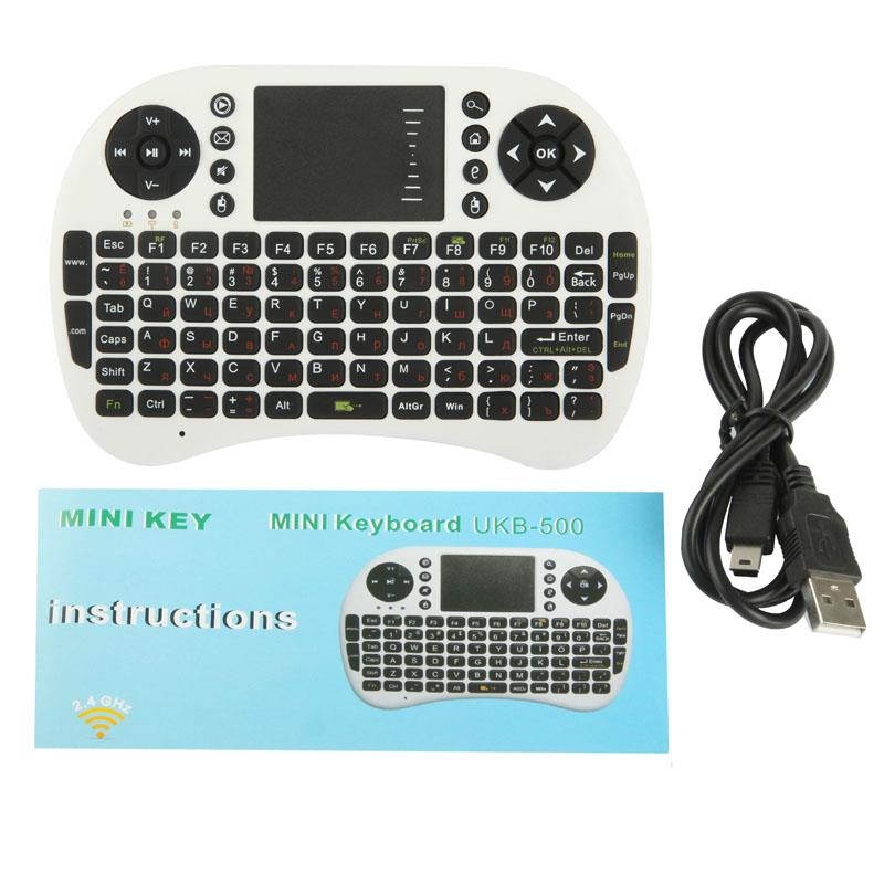 UKB-500-RF 2.4GHz Mini Wireless Keyboard Mouse Combo with Touchpad & USB Receiver, English Keyboard / Russian Keyboard(White)