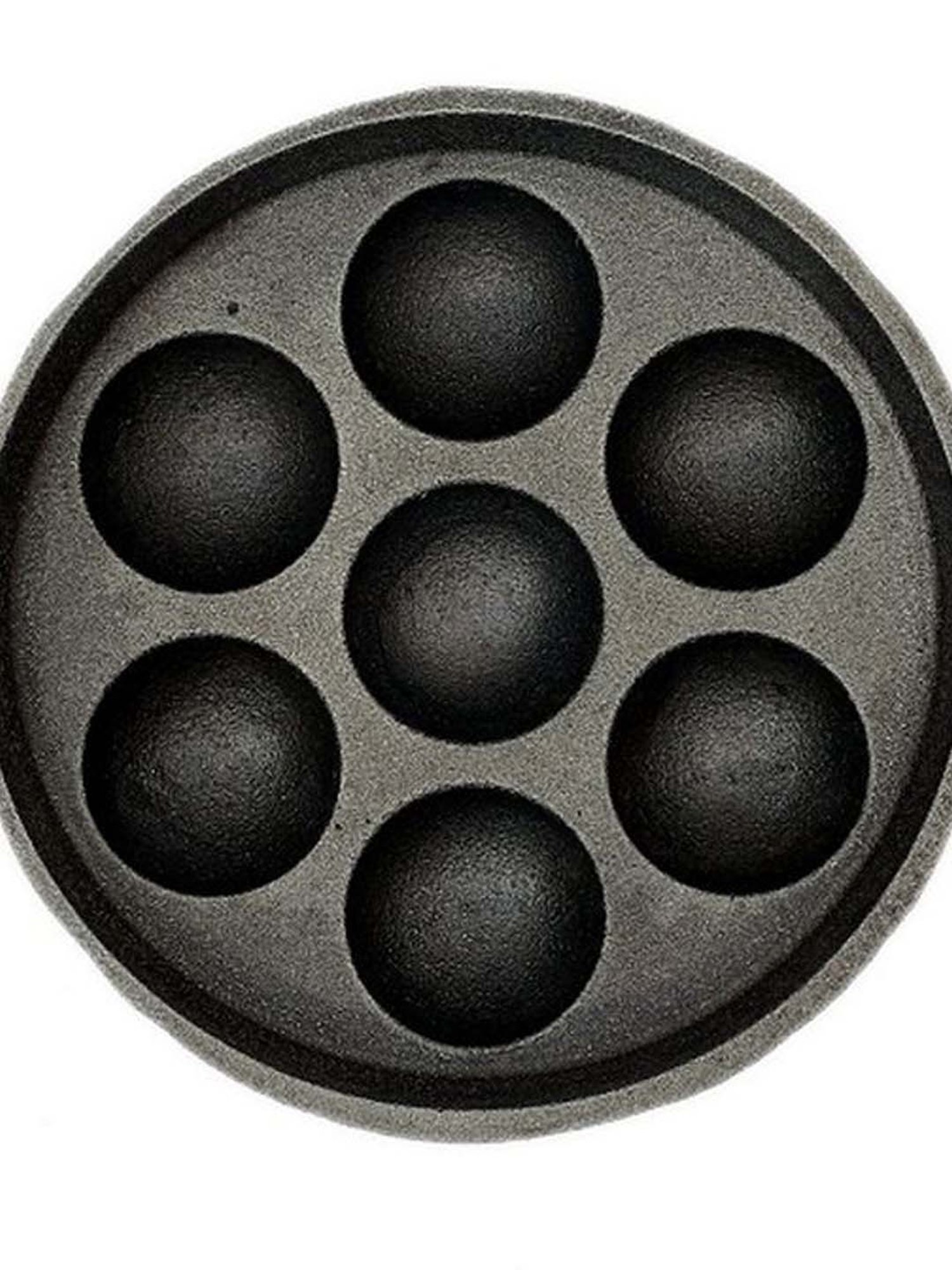 The Indus Valley Black Cast Iron 7 Pits Paniyaram Pan - Set of 1