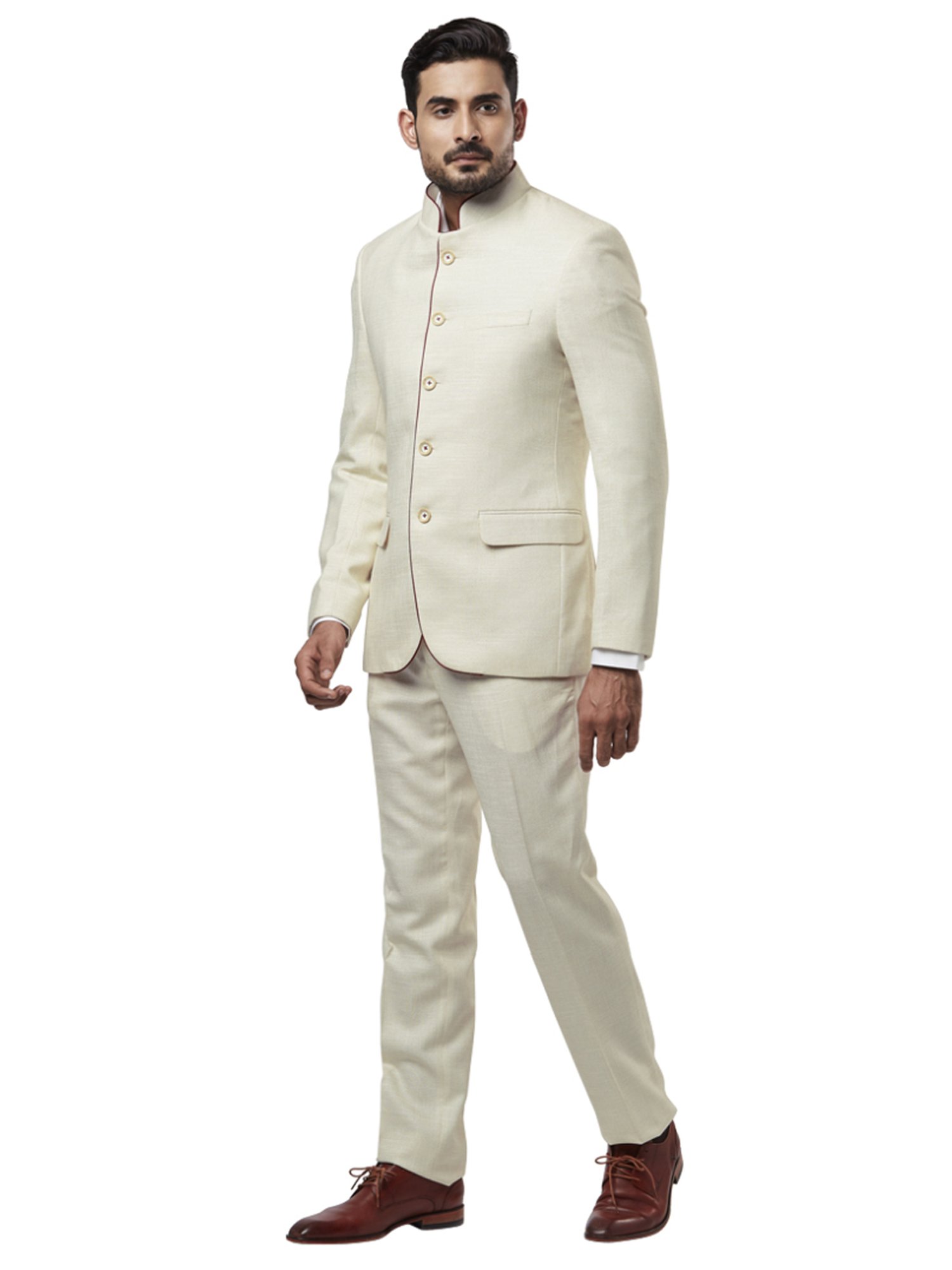 Raymond Beige Regular Fit Self Pattern Two Piece Suit