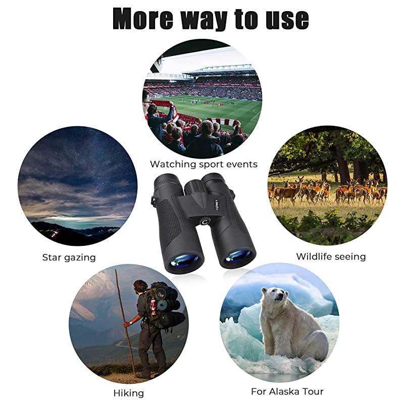 10x42 Binoculars for Bird Watching Antifog Waterproof Binoculars for Adults Bak4 Roof Prism Quick Focus HD Binoculars for Sporting Event Sightseeing with Strip