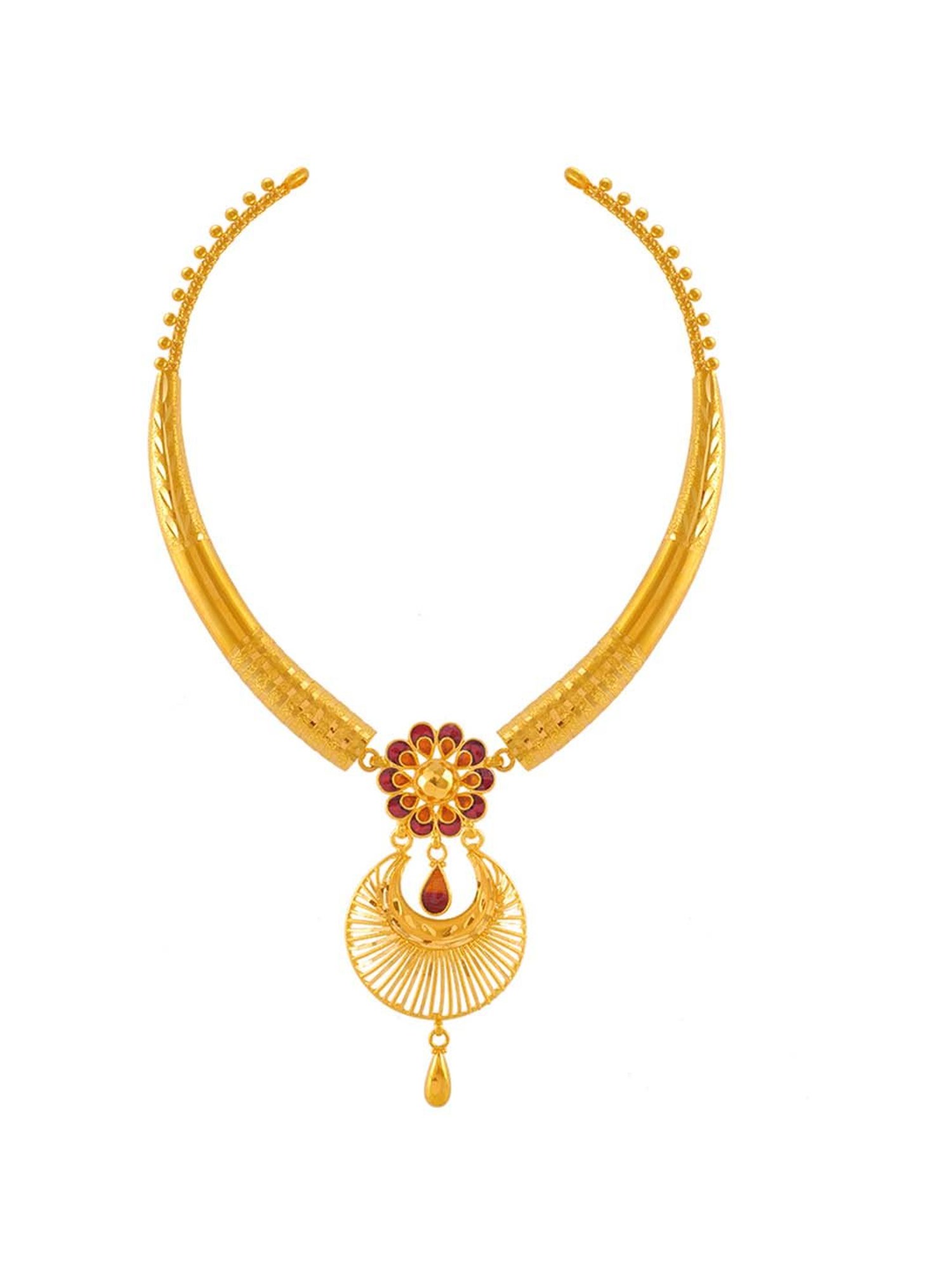 CKC Repouss&iquest; Work Rudraksha Gold Extender Neck Chain: Spiritual Elegance