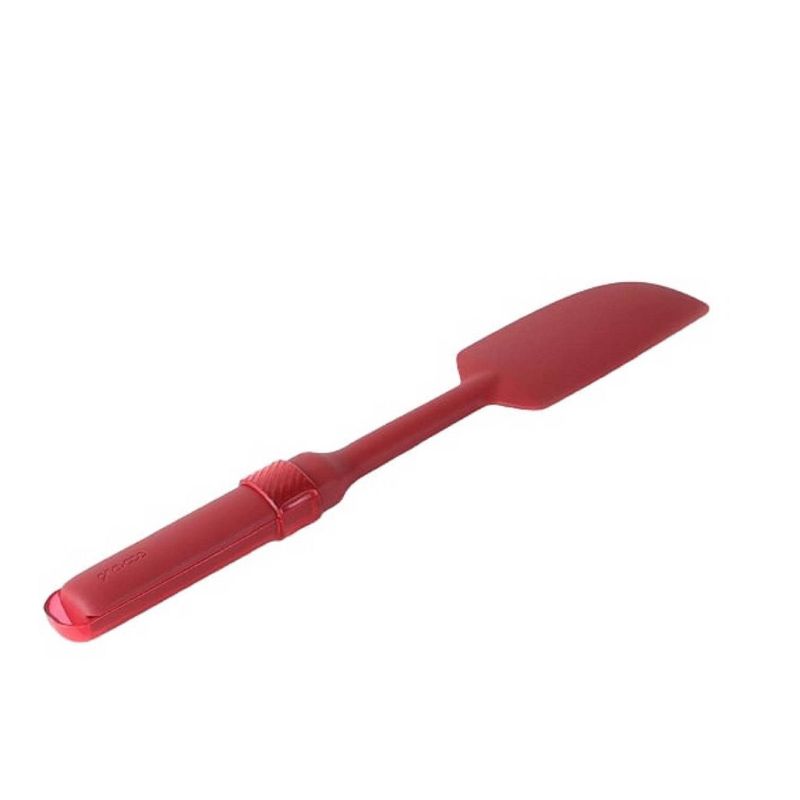 Cookduo Mix & Measure Spatula - Red Silicone Spatula with Adjustable Measuring Spoon FDA