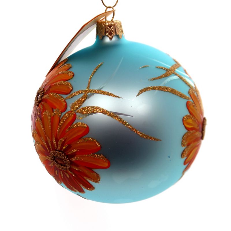 Christina's World 4.5" Florentine Gerbera Ornament Orange Flower  -  Tree Ornaments