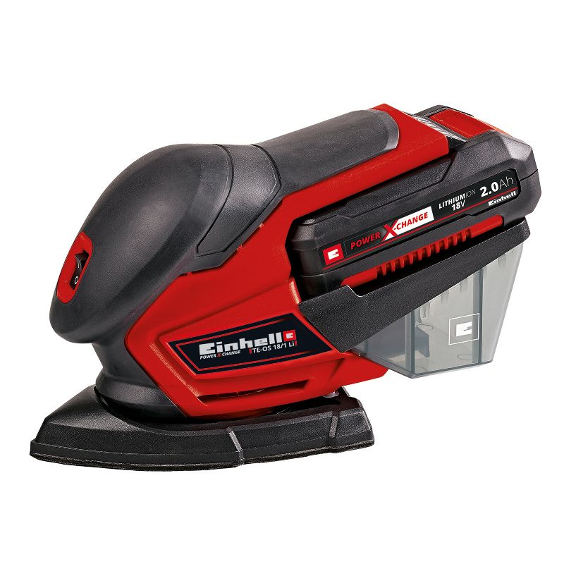 Einhell TE-OS Power X-Change 18-Volt Cordless 24,000-OPM Compact Detail Palm Sheet Sander,  Dust Collection Box, Kit (2.0-Ah Battery + Fast Charger)