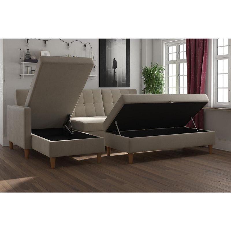 3pc Hartford Storage Sectional Futon and Hartford Storage Ottoman Tan - Dorel Home Products