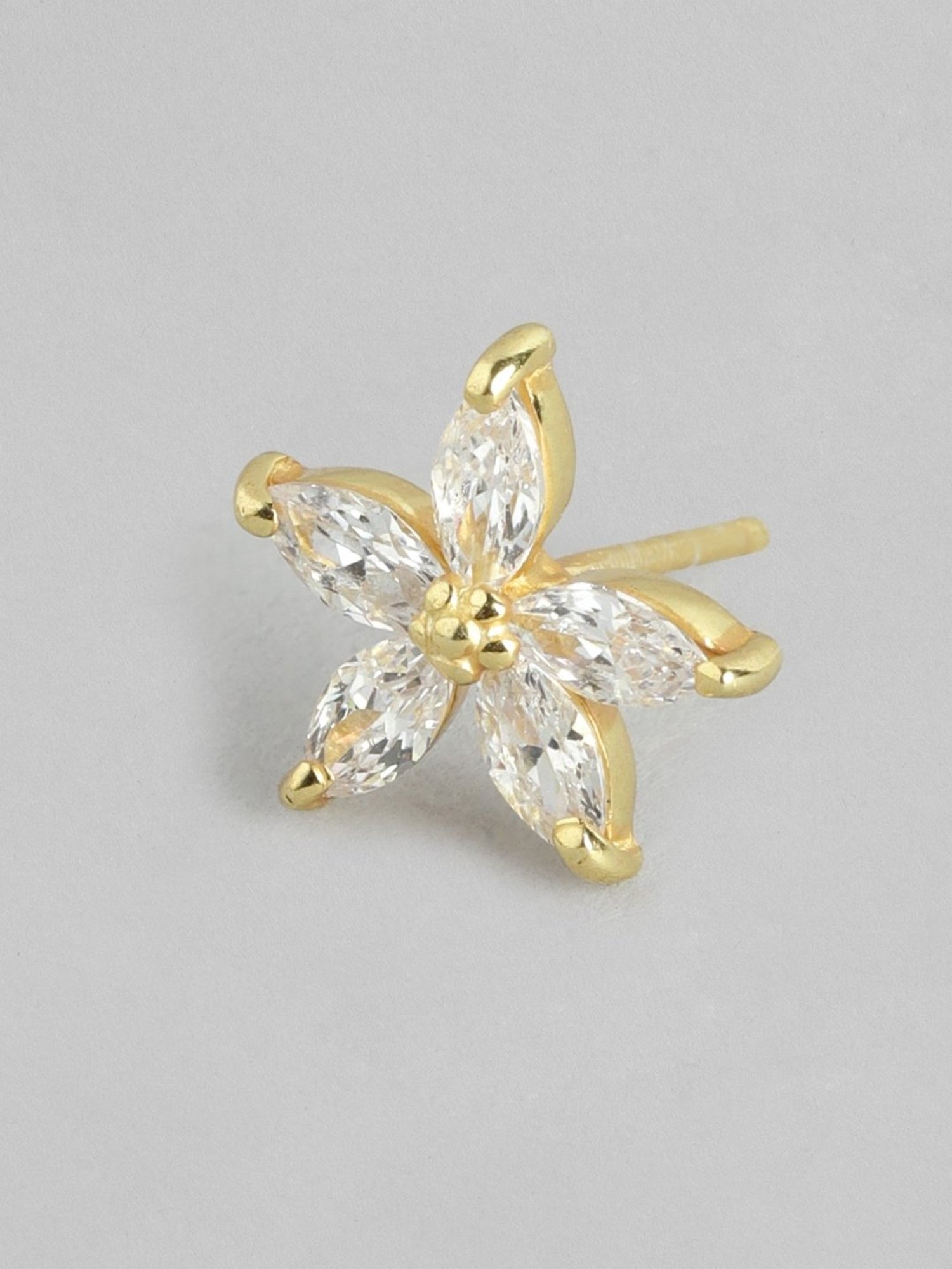 Zavya 92.5 Sterling Silver CZ Golden Plated Star Studs for Women
