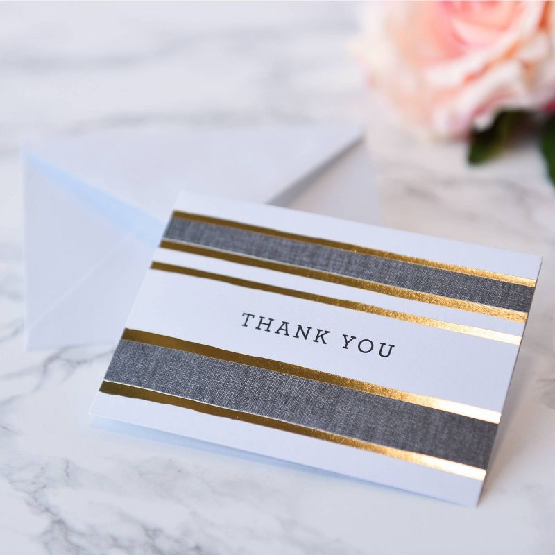 50ct "Thank You" Gray with Foil Striped Card