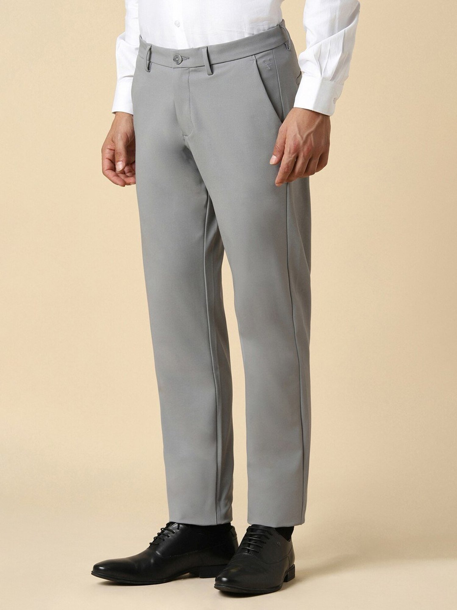 Allen Solly Grey Slim Fit Trousers