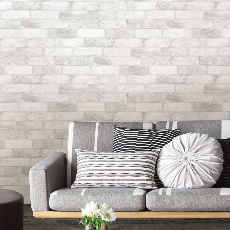 Brewster Loft Brick Peel & Stick Wallpaper White