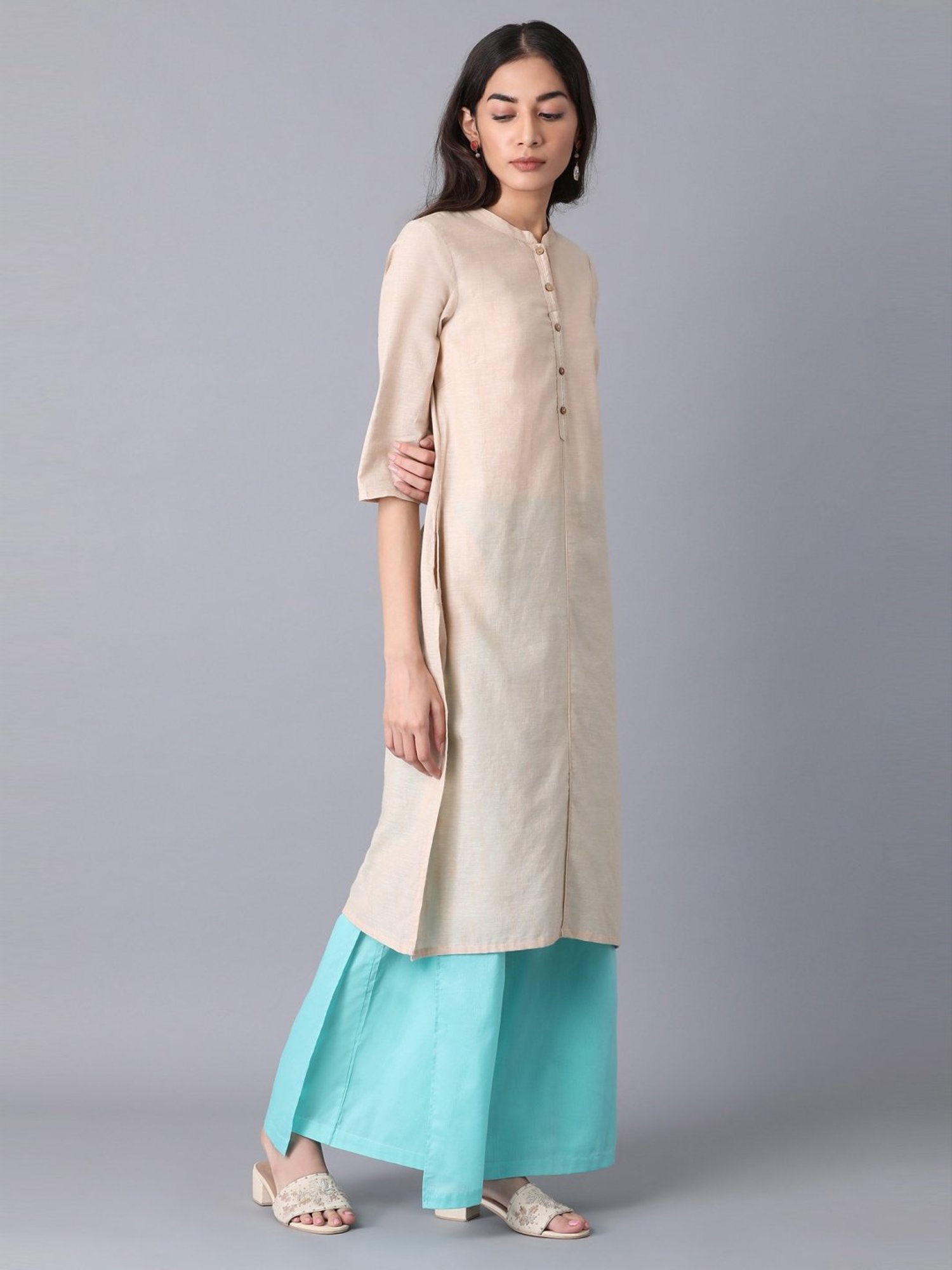 Elleven Turquoise Cotton Palazzos