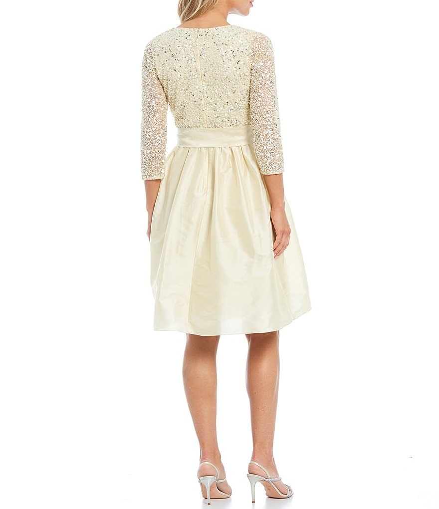 Pisarro Nights Beaded Bodice Taffeta Dress